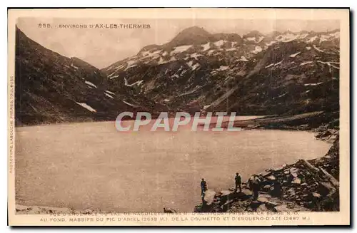 Ansichtskarte AK Environs d'Ax les Thermes vue d'ensemble du Lac de Naguilles d'Alittude prise de la Berge au fon