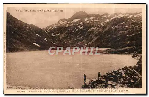 Cartes postales Environs d'Ax les Thermes vue d'ensemble du Lac de Naguilles d'Alittude prise de la Berge au fon