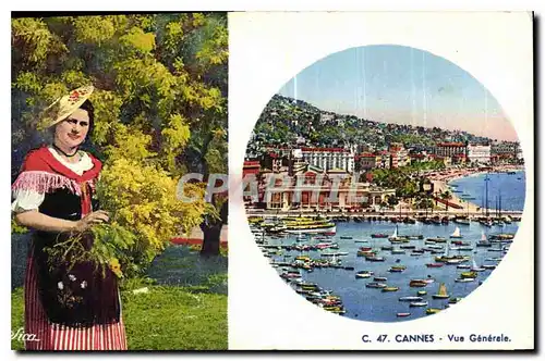 Cartes postales Cannes vue generale Femme Folklore Bateaux