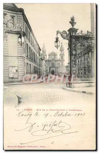 Cartes postales Nancy Rue de la Constitution et Cathedrale