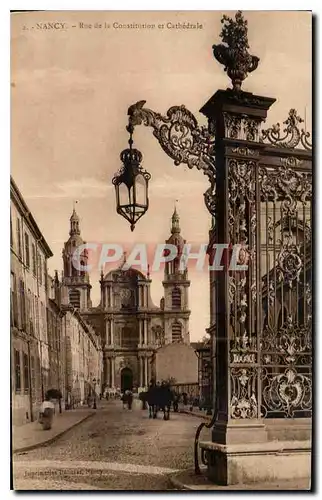 Cartes postales Nancy rue de la constitution est Cathedrale