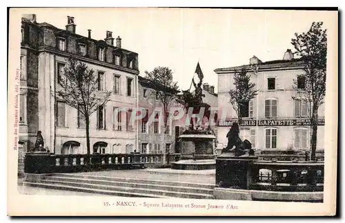 Cartes postales Nancy Square Lafayette et statue Jeanne d'Arc