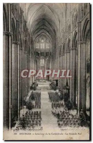 Cartes postales Bourges interieur de la Cathedrale la grande nef