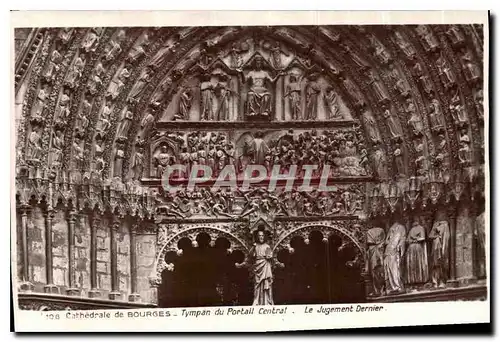 Cartes postales Cathedrale de Bourges Tympan du Portail Central le Jugement dernier