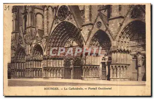 Ansichtskarte AK Bourges la Cathedrale portail occidentale