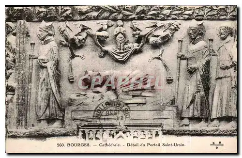 Cartes postales Bourges Cathedrale detail du portail Saint Ursin