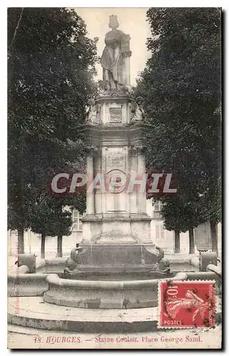 Cartes postales Bourges Statue conton Place George Sand