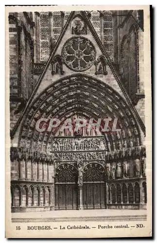 Cartes postales Bourges La Cathedrale Porche central