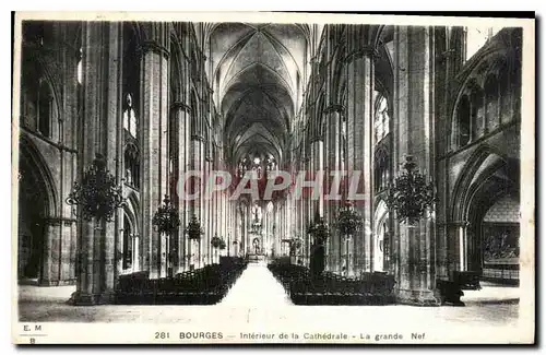 Cartes postales Bourges Interieur de la Cathedrale La grande Nef