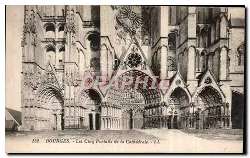 Ansichtskarte AK Bourges Les Cinq Portails de la Cathedrale