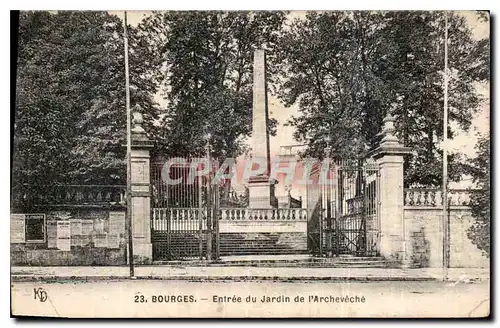Cartes postales Bourges Entree du Jardin de l'Archeveche