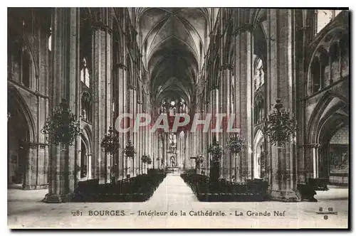 Cartes postales Bourges Interieur de la Cathedrale La Grande Nef
