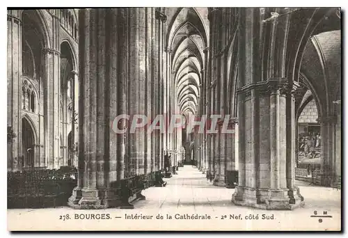 Cartes postales Bourges Interieur de la Cathedrale Nef cote Sud