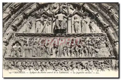 Cartes postales Bourges Tympan du Porche central de la Cathedrale Le Jugement dernier Diable