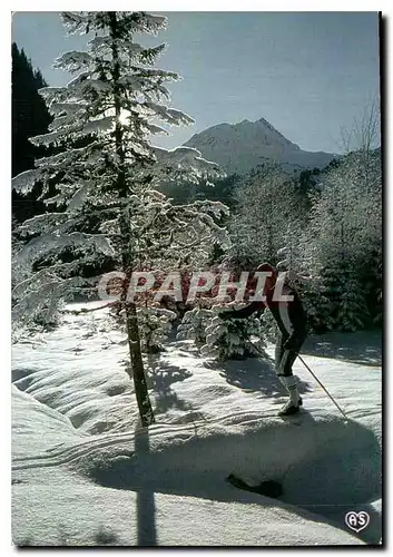 Moderne Karte Image de nos montagnes en hiver Promenade en foret