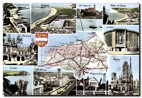 Cartes postales moderne La Seine Maritime d'Apres Carte Michelin Voir Guide Normandie Blason de l'Artiste heraldiste Rob