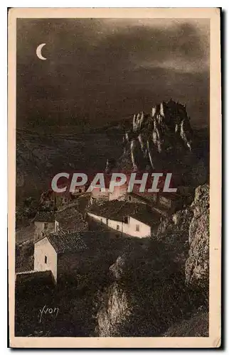 Ansichtskarte AK Paysages et Pierres de Provence Clair de lune sur le village de Rougon