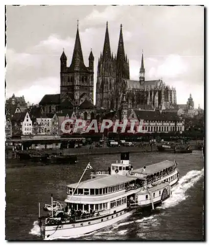 Moderne Karte Un vapeur sur le Rhin devant Cologne Bateau