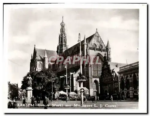 Moderne Karte Haarlem Groote Markt met Monument L J Coster