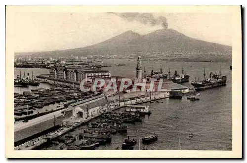 Moderne Karte Napoli II Porto il faro ed il Vesuvio