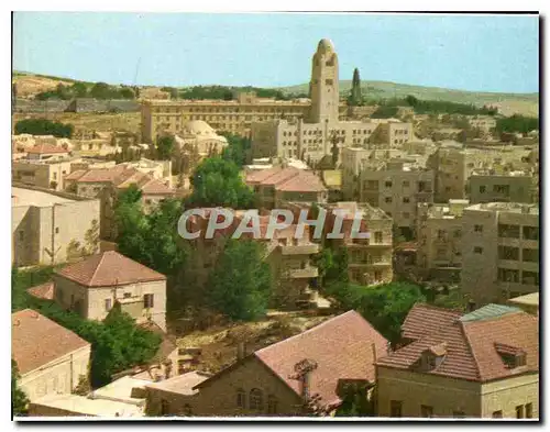 Moderne Karte Vue Partielle de la nouvelle ville au milieu le batiment du YMCA l'hotel Roi David l'Abbaye de l