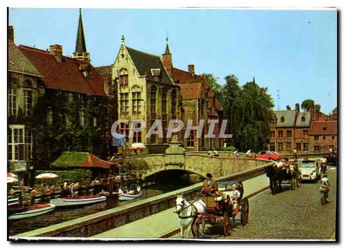 Moderne Karte Brugge Dijver et Pont St Jean Nepomucene