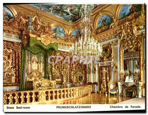 Moderne Karte Chambre de Parade en style Louis XIV le lit royal servait de trone pendant le petit et le grand