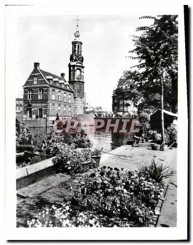 Cartes postales moderne Amsterdam Singel avec la Tour de la Monnaye et le marche aux fleurs