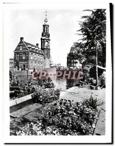 Moderne Karte Amsterdam Singel avec la Tour de la Monnaye et le marche aux fleurs