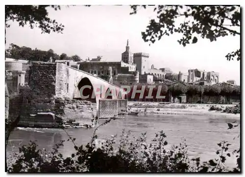 Moderne Karte Avignon le pont St Benezet le palais des Papes et le Rhone