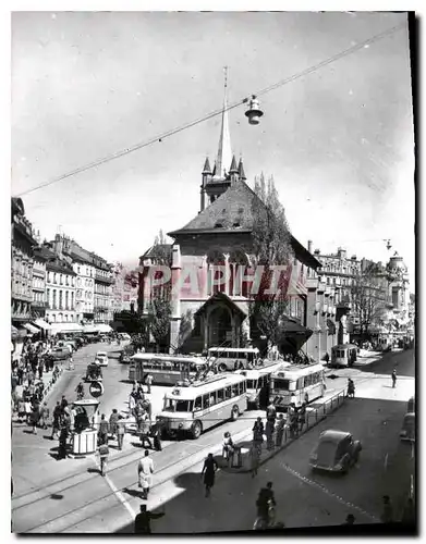 Moderne Karte Lausanne Place et Eglise St Francois