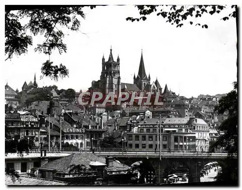 Moderne Karte Lausanne la Cathedrale et le Grand Pont