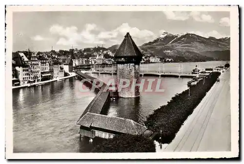 Cartes postales moderne Lucerne Chapel Bridge and Water Tower