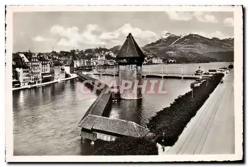 Moderne Karte Lucerne Chapel Bridge and Water Tower