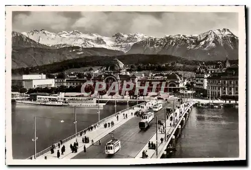 Moderne Karte Lucerne Principal Bridge and Alps