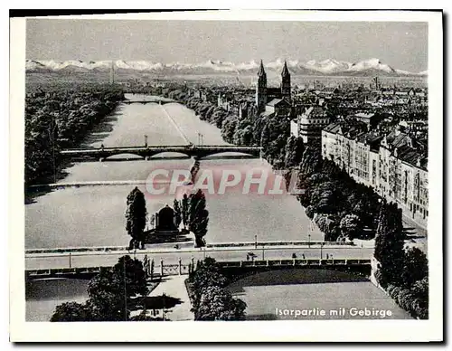 Moderne Karte Isarpartie mit Gebirge