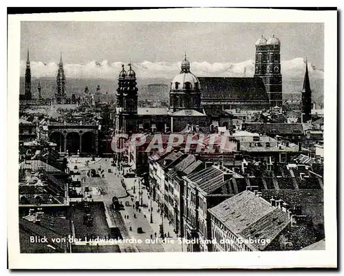 Moderne Karte Blick von Ludwigskirche auf die Stadt und das Gebirge