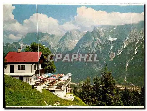 Moderne Karte Ausflugsziel Kranzberg gegen Karwendelgebirge