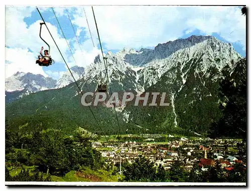 Ansichtskarte AK Mittenwald 913 m Oberbayern Hohenluftkurort Kranzberglift Gegen Worner Tiefkarspitze Viererspitz