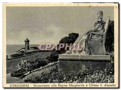 Moderne Karte Bordighera Monumento alla Regina Margherita e Chiesa S Ampelio