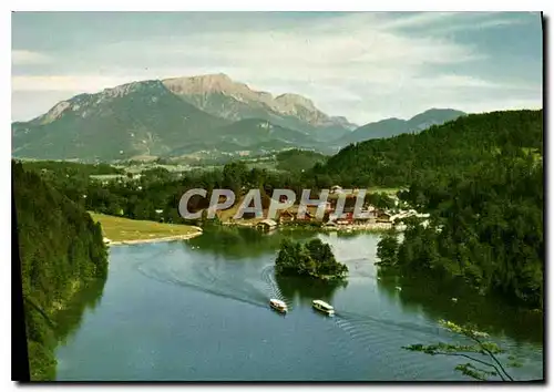 Moderne Karte Konigssee mit Insel Christlieger und Untersberg