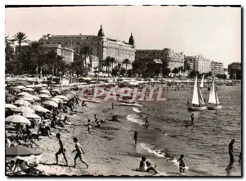 Cartes postales moderne Cannes la plage la Croisette et les grands hotels