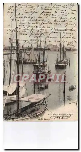 Cartes postales Royan vue sur le port et le casino municipal Bateaux de peche