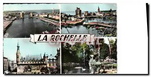 Cartes postales La Rochelle vue generale du port le bassin le port et les tours l'hotel de ville la riviere dans