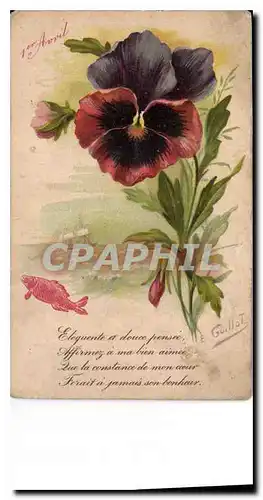 Cartes postales 1er Avril fleurs poisson
