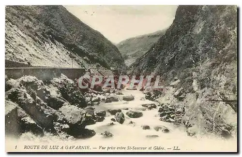 Cartes postales Route de Luz a gavarnie Vue prise entre St Sauveur et Gedre