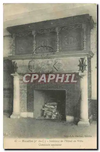 Cartes postales Hesdin P de C Interieur de l'Hotel de Ville Cheminee ancienne