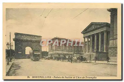 Cartes postales Montpellier Palais de Justice et l'Arc de Triomphe