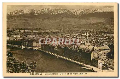 Cartes postales Grenoble Vue generale L'Isere et les Alpes