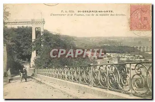 Cartes postales St Germain en Laye L'ascenseur et le Viaduc vus de la montee des Grottes